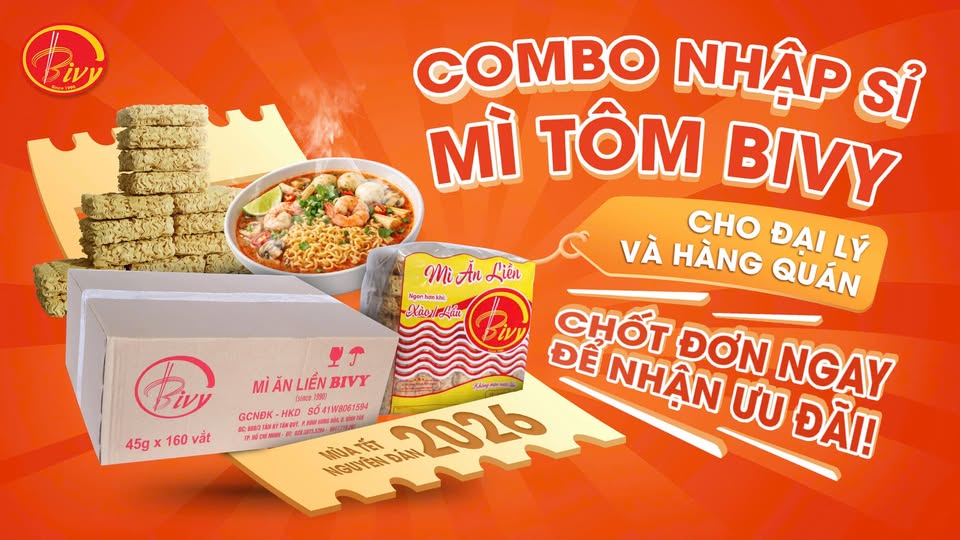 COMBO NHẬP SỈ MÌ TÔM BIVY CHO ĐẠI LÝ & QUÁN ĂN MÙA TẾT NGUYÊN ĐÁN 2026